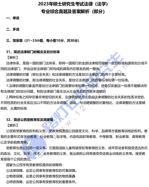 2023年碩士研究生考試法律（法學(xué)）真題及答案解析（專(zhuān)業(yè)綜合部分）